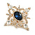 Blue/ Clear Austrian Crystal Diamond Shape Corsage Brooch In Gold Plating - 50mm L - view 2