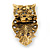 Small Vintage Inspired Multicoloured Acrylic Bead Owl Brooch In Burnt Gold Tone - 33mm - view 2