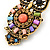Small Vintage Inspired Multicoloured Acrylic Bead Owl Brooch In Burnt Gold Tone - 33mm - view 3