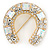 Clear And AB Crystal Horseshoe Brooch In Gold Plating - 35mm - view 5
