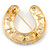 Clear And Blue Crystal Horseshoe Brooch In Gold Plating - 35mm - view 3