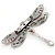 Multicoloured Acrylic Bead Dragonfly Brooch with Dangling Tail In Silver Tone - 85mm - view 4
