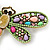 Multicoloured Acrylic Bead, Crystal Dragonfly Brooch In Antique Gold Tone - 75mm L - view 2
