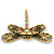 Multicoloured Acrylic Bead, Crystal Dragonfly Brooch In Antique Gold Tone - 75mm L - view 3