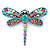 Multicoloured Acrylic Bead, Crystal Dragonfly Brooch In Antique Sivler Tone - 75mm L