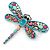 Multicoloured Acrylic Bead, Crystal Dragonfly Brooch In Antique Sivler Tone - 75mm L - view 5
