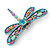 Multicoloured Acrylic Bead, Crystal Dragonfly Brooch In Antique Sivler Tone - 75mm L - view 4