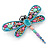 Multicoloured Acrylic Bead, Crystal Dragonfly Brooch In Antique Sivler Tone - 75mm L - view 6