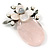 Handmade Light Pink Oval Resin with Mother Of Pearl Floral Detailing Brooch/ Pendant In Pewter Tone - 60mm L - view 6