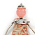 Pink/ Beige Doll Brooch In Silver Tone Metal - 95mm L - view 5