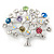Multicoloured Crystal 'Tree Of Life' Brooch In Rhodium Plating - 50mm - view 5