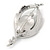 Clear Glass Stone Leaf Brooch In Rhodium Plated Metal - 60mm L - view 4
