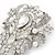 Bridal/ Wedding Clear Austrian Crystal, White Glass Pearl Corsage Brooch In Rhodium Plating - 65mm L - view 3