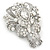 Bridal/ Wedding Clear Austrian Crystal, White Glass Pearl Corsage Brooch In Rhodium Plating - 65mm L - view 6