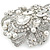 Bridal/ Wedding Clear Austrian Crystal, White Glass Pearl Corsage Brooch In Rhodium Plating - 65mm L - view 5