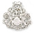Bridal/ Wedding Clear Austrian Crystal, White Glass Pearl Corsage Brooch In Rhodium Plating - 65mm L - view 4