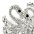 Clear Austrian Crystal Two Swans Brooch In Rhodium Plating - 60mm - view 2