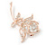 Exquisite Clear Austrian Crystal, Cz Rose Brooch In Gold Plated Metal - 70mm L - view 5