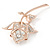 Exquisite Clear Austrian Crystal, Cz Rose Brooch In Gold Plated Metal - 70mm L - view 4