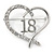 Rhodium Plated Clear Crystal Open Cut Heart ''18'' Brooch - 35mm W - view 1