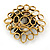 Black, Grey, White Glass, Resin Bead Floral Handmade Brooch In Gold Tone - 45mm L - view 4