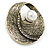 Vintage Inspired Textured, Crystal 'Shell' with Pearl Brooch In Antique Gold Metal - 45mm L - view 2