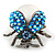 Small AB Blue Austrian Crystal, Freshwater Pearl Ladybug Brooch In Black Tone Metal - 22mm L - view 4