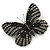 Black/ Grey Austrian Crystal Butterfly Brooch In Gold Tone - 50mm W - view 6