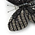 Black/ Grey Austrian Crystal Butterfly Brooch In Gold Tone - 50mm W - view 4