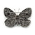 Black/ Grey Austrian Crystal Butterfly Brooch In Gold Tone - 50mm W - view 2