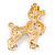 Gold Plated Clear Crystal Poodle Dog Brooch - 40mm Width - view 3