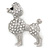Silver Tone Clear Crystal Poodle Dog Brooch - 40mm Width - view 4