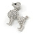 Silver Tone Clear Crystal Poodle Dog Brooch - 40mm Width - view 3