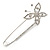 Rhodium Plated Crystal Butterfly Safety Pin Brooch - 85mm L