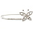 Rhodium Plated Crystal Butterfly Safety Pin Brooch - 85mm L - view 4