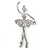 Rhodium Plated Clear Crystal Ballerina Brooch - 50mm L