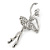 Rhodium Plated Clear Crystal Ballerina Brooch - 50mm L - view 2