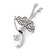 Rhodium Plated Clear Crystal Ballerina Brooch - 50mm L - view 3