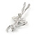 Rhodium Plated Clear Crystal Ballerina Brooch - 50mm L - view 4
