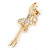 Gold Plated Clear Crystal Ballerina Brooch - 50mm L - view 2
