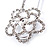 Rhodium Plated Clear Crystal Open Cut Flower Safety Pin Brooch - 80mm L - view 4