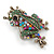 Vintage Inspired Multicoloured Austrian Crystal Frog Brooch In Antique Gold Tone - 35mm L - view 7