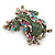 Vintage Inspired Multicoloured Austrian Crystal Frog Brooch In Antique Gold Tone - 35mm L - view 3