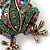 Vintage Inspired Multicoloured Austrian Crystal Frog Brooch In Antique Gold Tone - 35mm L - view 5