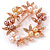 White/ Brown/ Light Orange Faux Pearl, Crystal Wreath Brooch In Rose Gold Tone Metal - 55mm W - view 2