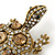 Vintage Inspired Clear/ Citrine Austrian Crystals Turtle Brooch In Antique Gold Metal - 55mm L - view 4