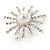 Small Clear Crystal, White Glass Pearl Snowflake Brooch In Rhodium Plating - 28mm D - view 5