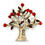 Vintage Inspired Siam Red Crystal Tree Brooch In Antique Gold Tone Metal  - 75mm L - view 6