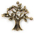Vintage Inspired Siam Red Crystal Tree Brooch In Antique Gold Tone Metal  - 75mm L - view 3