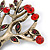 Vintage Inspired Siam Red Crystal Tree Brooch In Antique Gold Tone Metal  - 75mm L - view 4